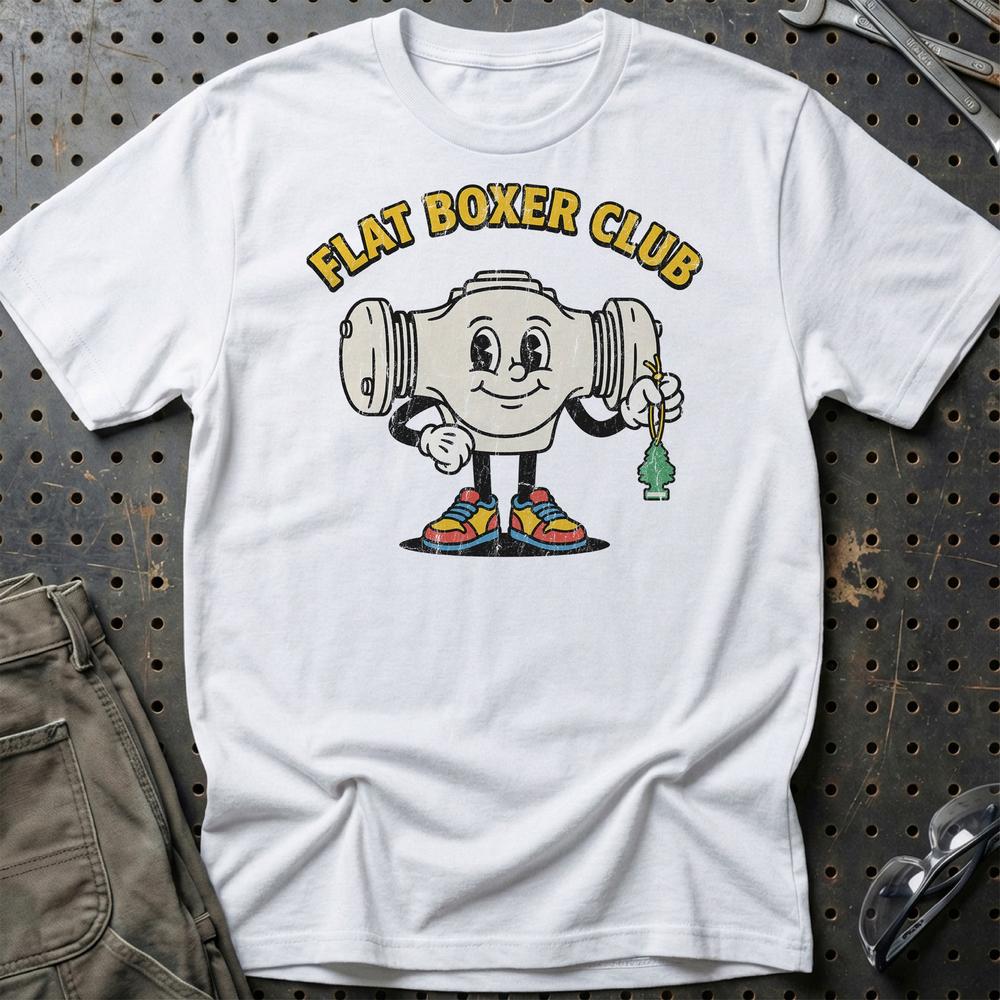 Flat Boxer Club - Oldschool Mascot Boxer Engine T-Shirt-Beklædning-Garage Culture-Hvid-S-Garage Culture Shop- garage - man cave - merchandise