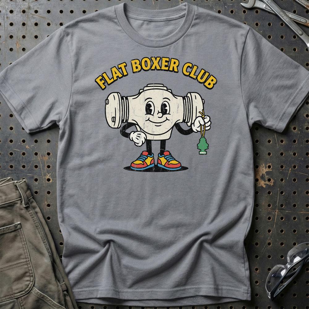 Flat Boxer Club - Oldschool Mascot Boxer Engine T-Shirt-Beklædning-Garage Culture-Grå Sport-S-Garage Culture Shop- garage - man cave - merchandise