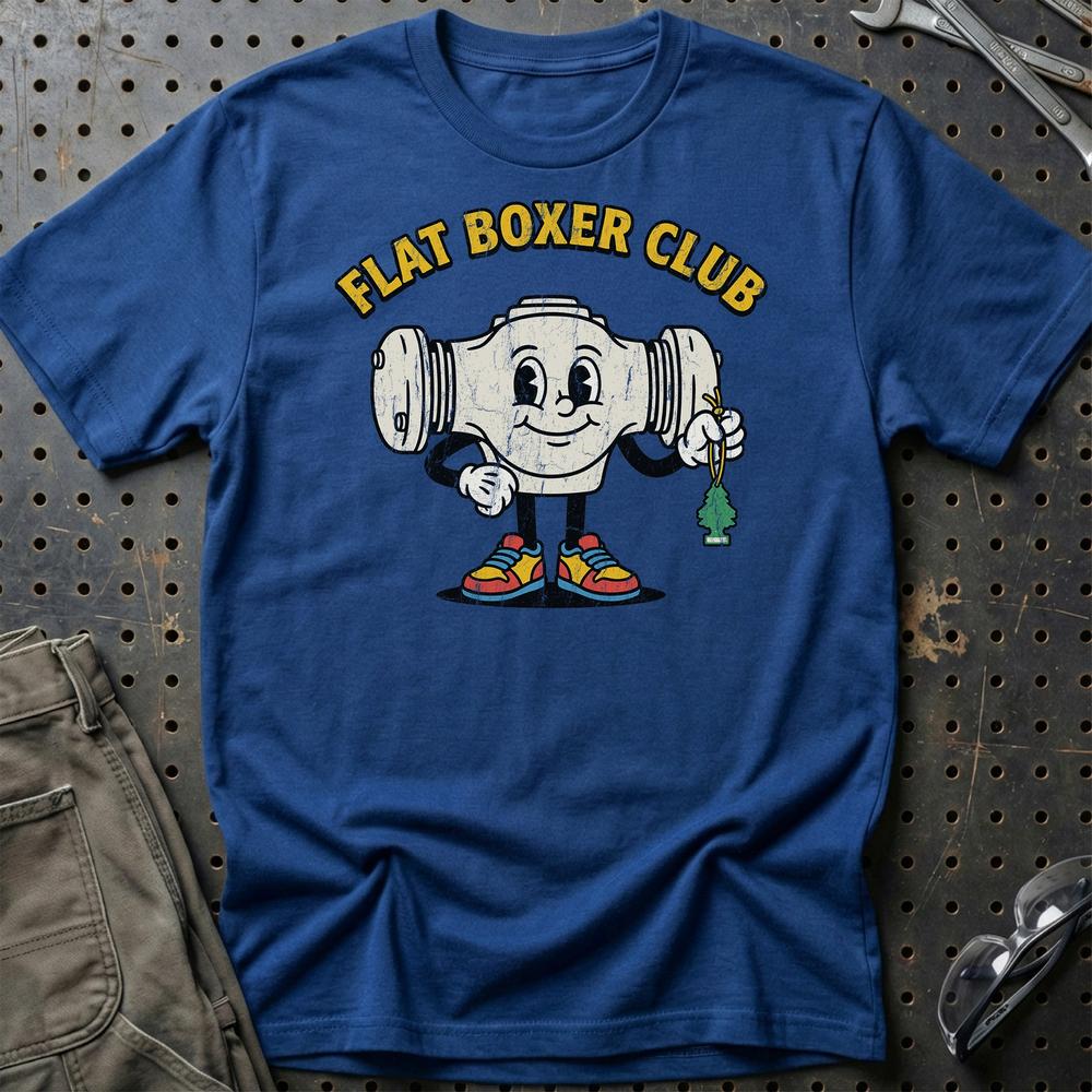 Flat Boxer Club - Oldschool Mascot Boxer Engine T-Shirt-Beklædning-Garage Culture-Blå Royal-S-Garage Culture Shop- garage - man cave - merchandise