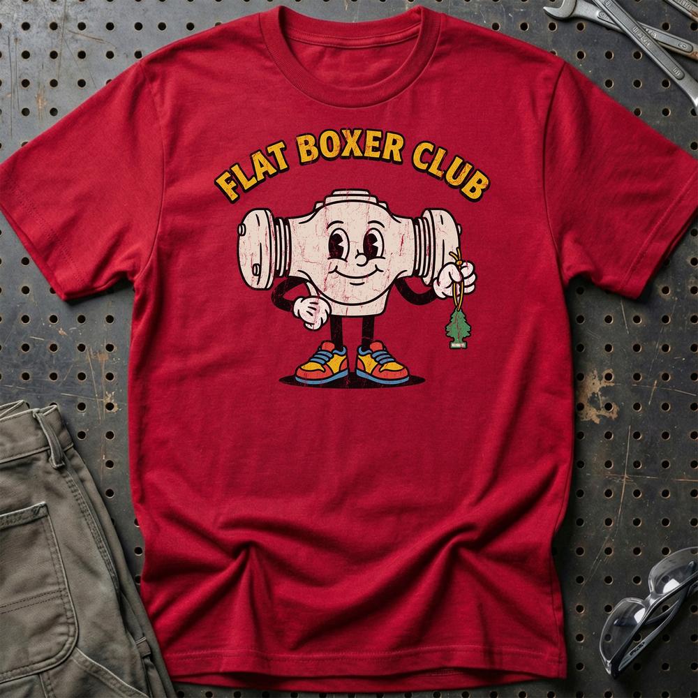 Flat Boxer Club - Oldschool Mascot Boxer Engine T-Shirt-Beklædning-Garage Culture-Rød-S-Garage Culture Shop- garage - man cave - merchandise