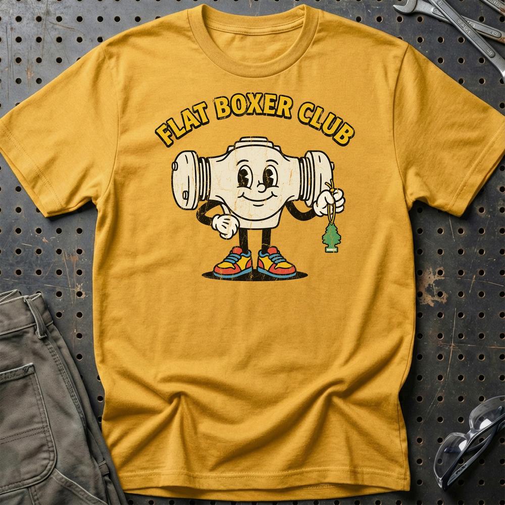 Flat Boxer Club - Oldschool Mascot Boxer Engine T-Shirt-Beklædning-Garage Culture-Guld-S-Garage Culture Shop- garage - man cave - merchandise