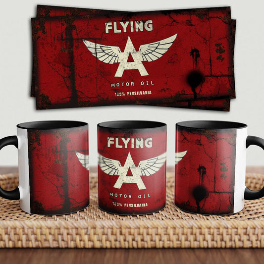 Flying "To Toner" Vintage Keramisk Krus-Krus-Motoroil-Garage Culture Shop- garage - man cave - merchandise