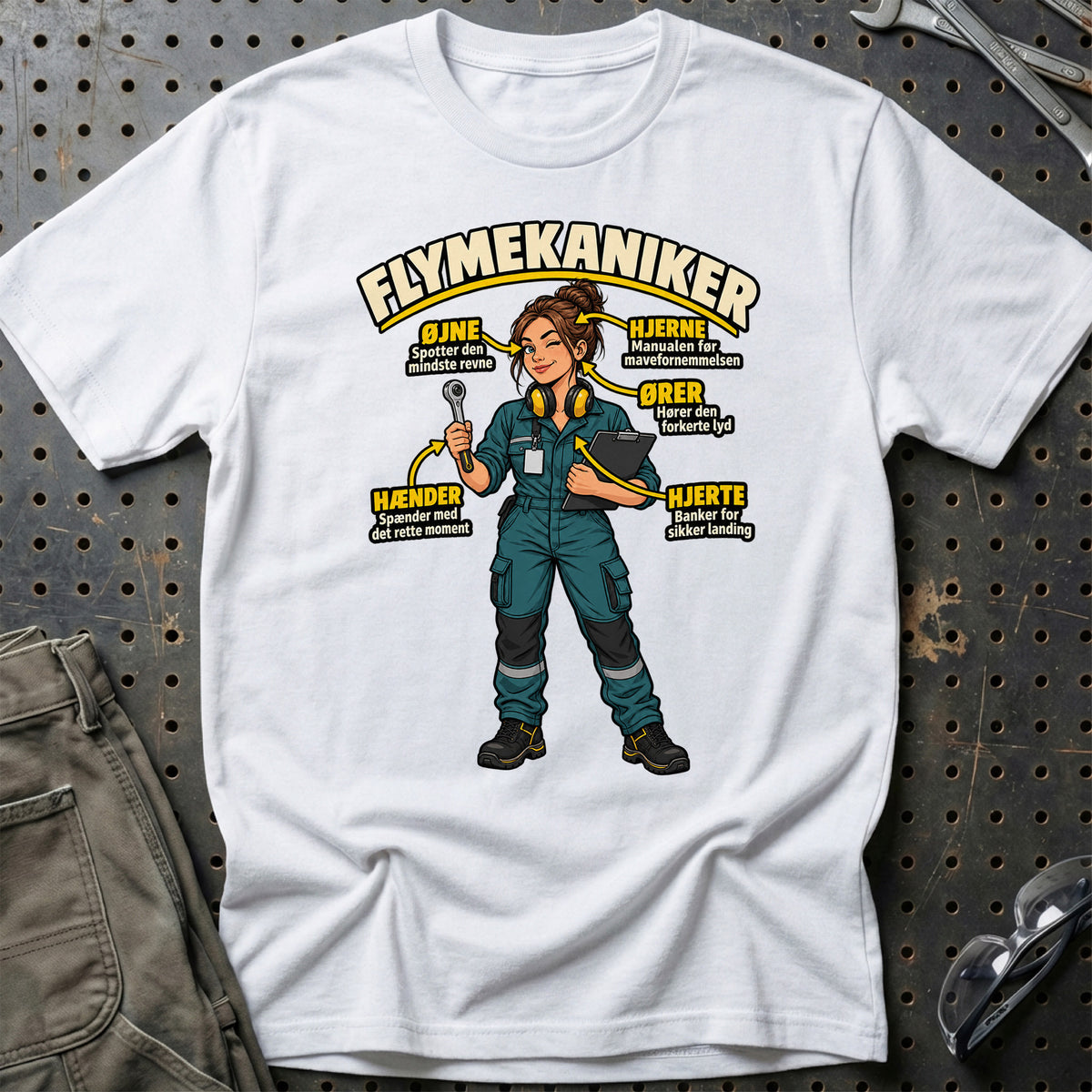 
Flymekaniker – Anatomi T-Shirt – Hvid