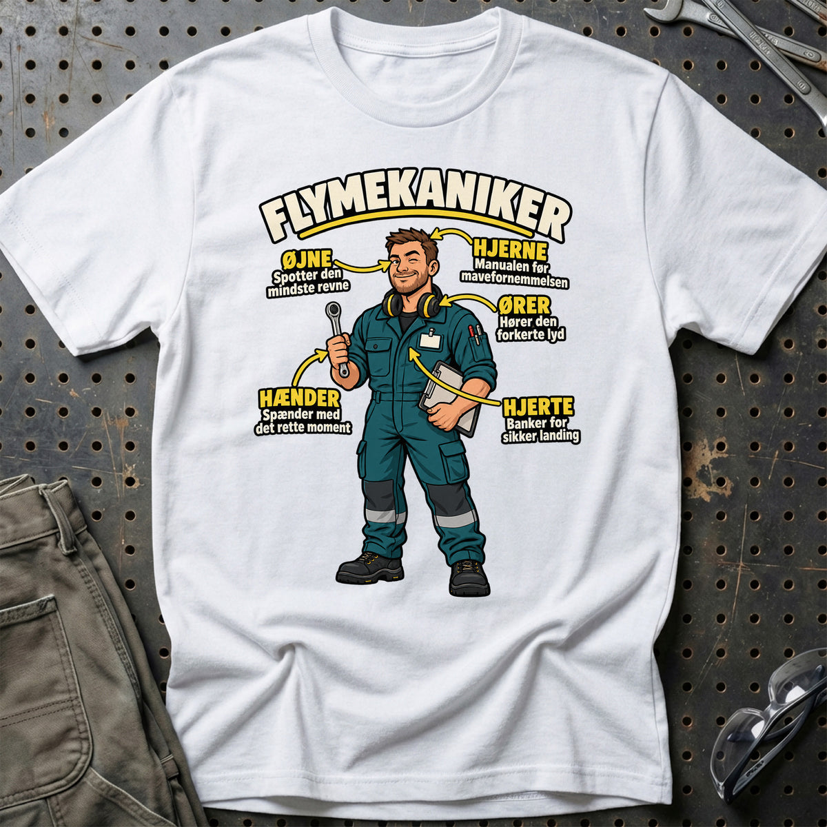 
Flymekaniker – Anatomi T-Shirt – Hvid