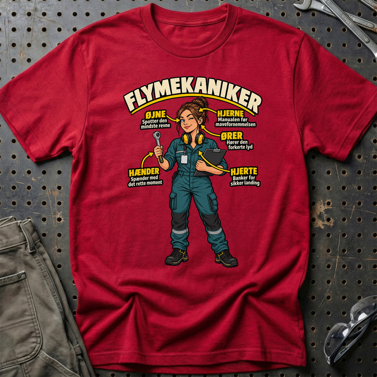 
Flymekaniker – Anatomi T-Shirt – Rød
