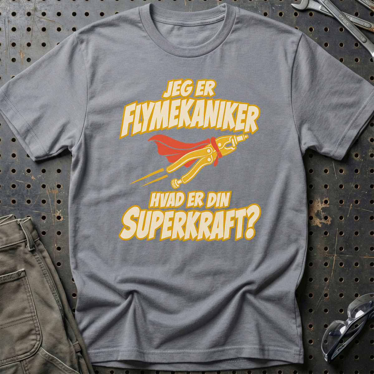 
Flymekaniker – Hvad er din superkraft? – Unisex T-Shirt – Grå Sport