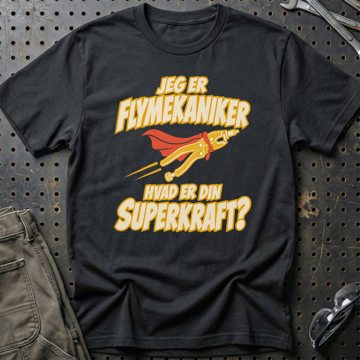 
Flymekaniker – Hvad er din superkraft? – Unisex T-Shirt – Sort