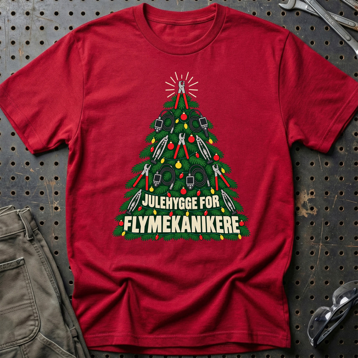 
Flymekaniker – Julehygge – Unisex T-Shirt – Rød