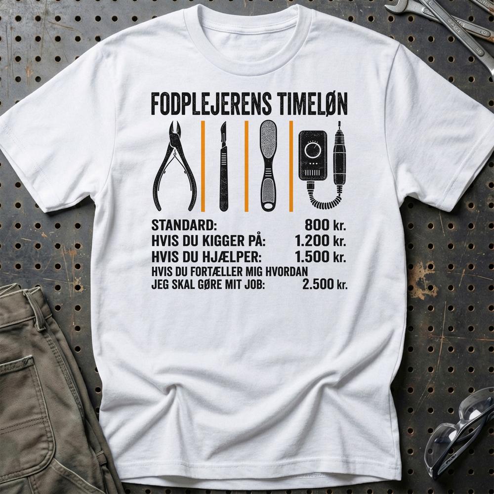 
Produktbillede af Fodplejerens Timeløn T-Shirt