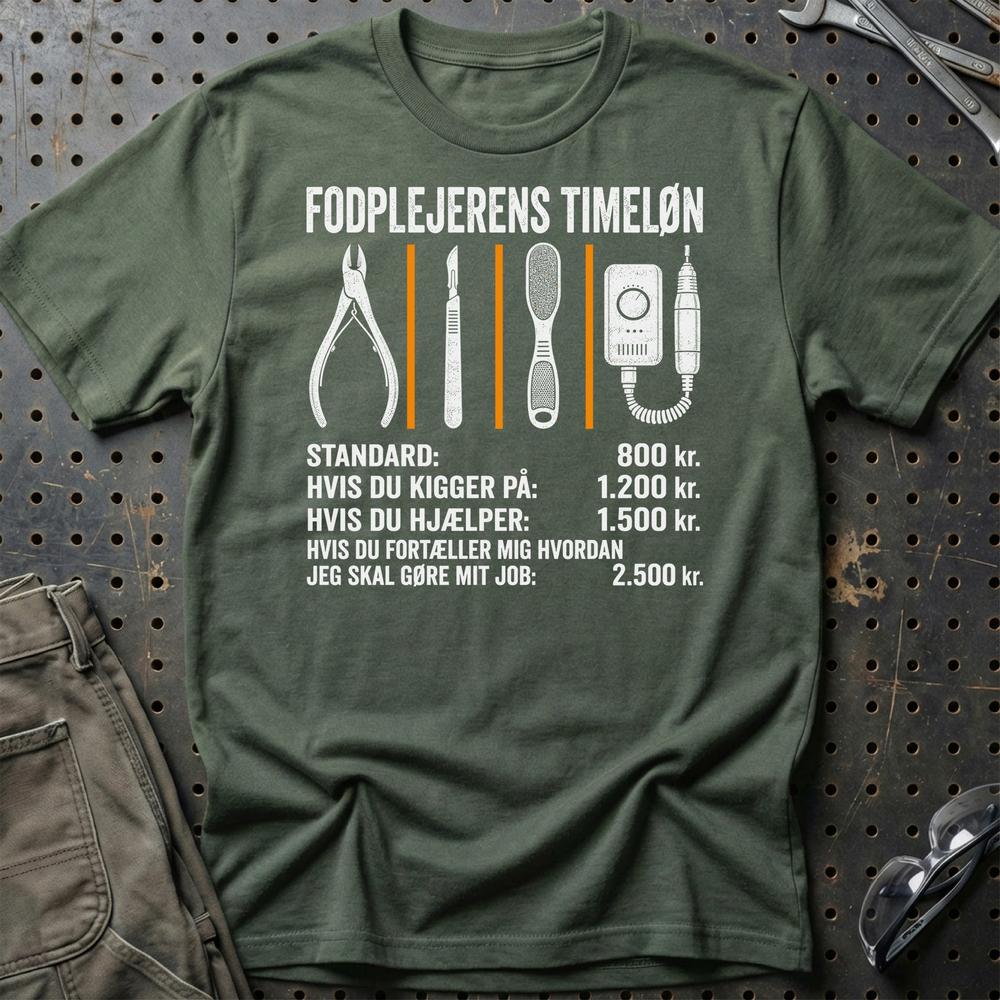 
Produktbillede af Fodplejerens Timeløn T-Shirt