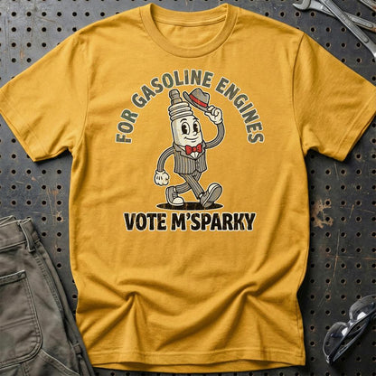 For Gasoline Engines – Oldschool Mascot - Unisex T-Shirt , Bomuld-Beklædning-Garage Culture-Guld-S-Garage Culture Shop- garage - man cave - merchandise