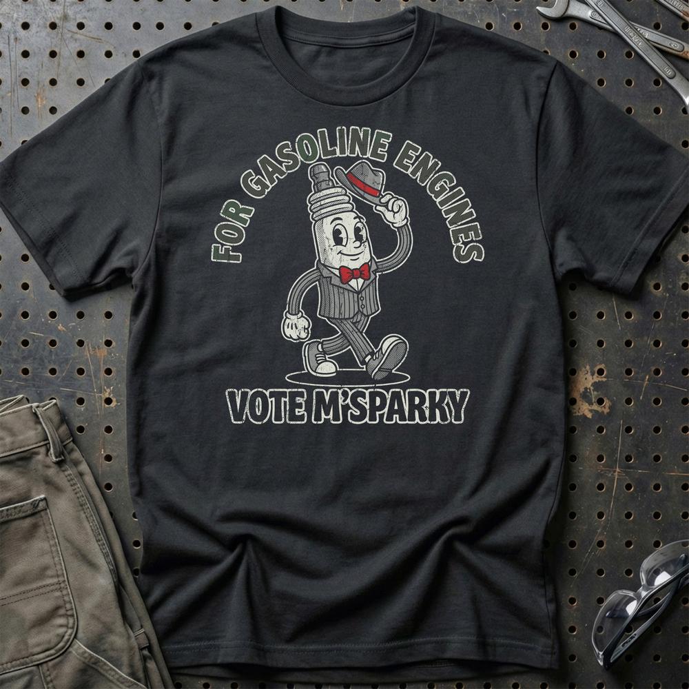 For Gasoline Engines – Oldschool Mascot - Unisex T-Shirt , Bomuld-Beklædning-Garage Culture-Sort-S-Garage Culture Shop- garage - man cave - merchandise
