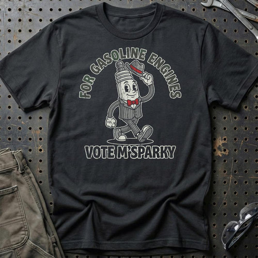 For Gasoline Engines – Oldschool Mascot - Unisex T-Shirt , Bomuld-Beklædning-Garage Culture-Sort-S-Garage Culture Shop- garage - man cave - merchandise