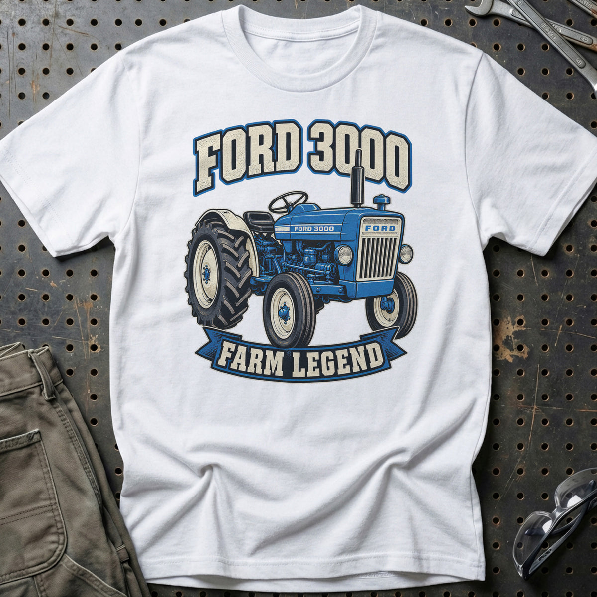 Ford 3000 – Farm Legend T-Shirt-Beklædning-Ford-Hvid-S-Garage Culture Shop- garage - man cave - merchandise