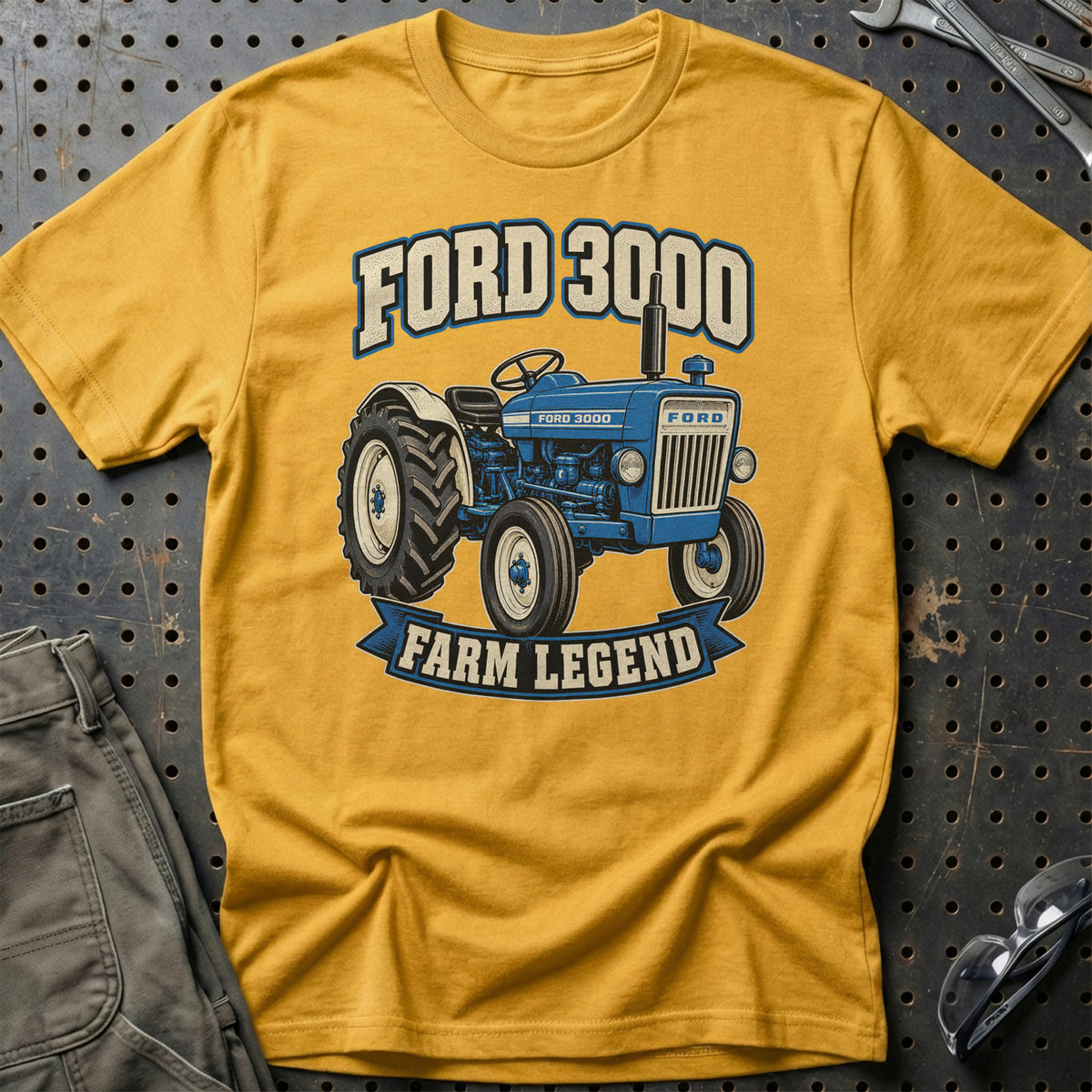 Ford 3000 – Farm Legend T-Shirt-Beklædning-Ford-Guld-S-Garage Culture Shop- garage - man cave - merchandise