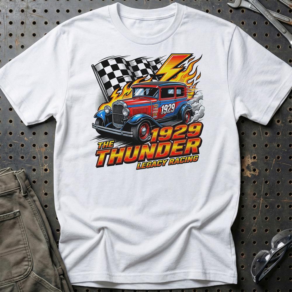 Ford A Thunder Classic Hot Rod Racing Tee T-Shirt-Beklædning-Ford-Hvid-S-Garage Culture Shop- garage - man cave - merchandise