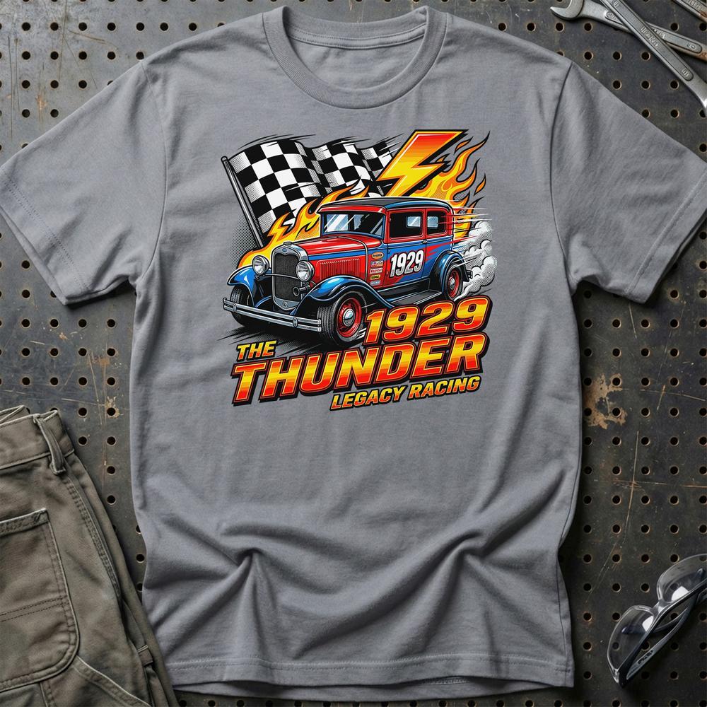 Ford A Thunder Classic Hot Rod Racing Tee T-Shirt-Beklædning-Ford-Grå Sport-S-Garage Culture Shop- garage - man cave - merchandise