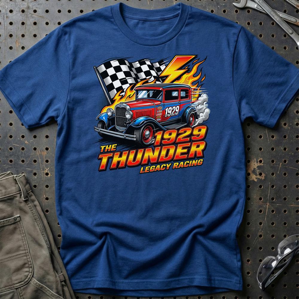 Ford A Thunder Classic Hot Rod Racing Tee T-Shirt-Beklædning-Ford-Blå Royal-S-Garage Culture Shop- garage - man cave - merchandise