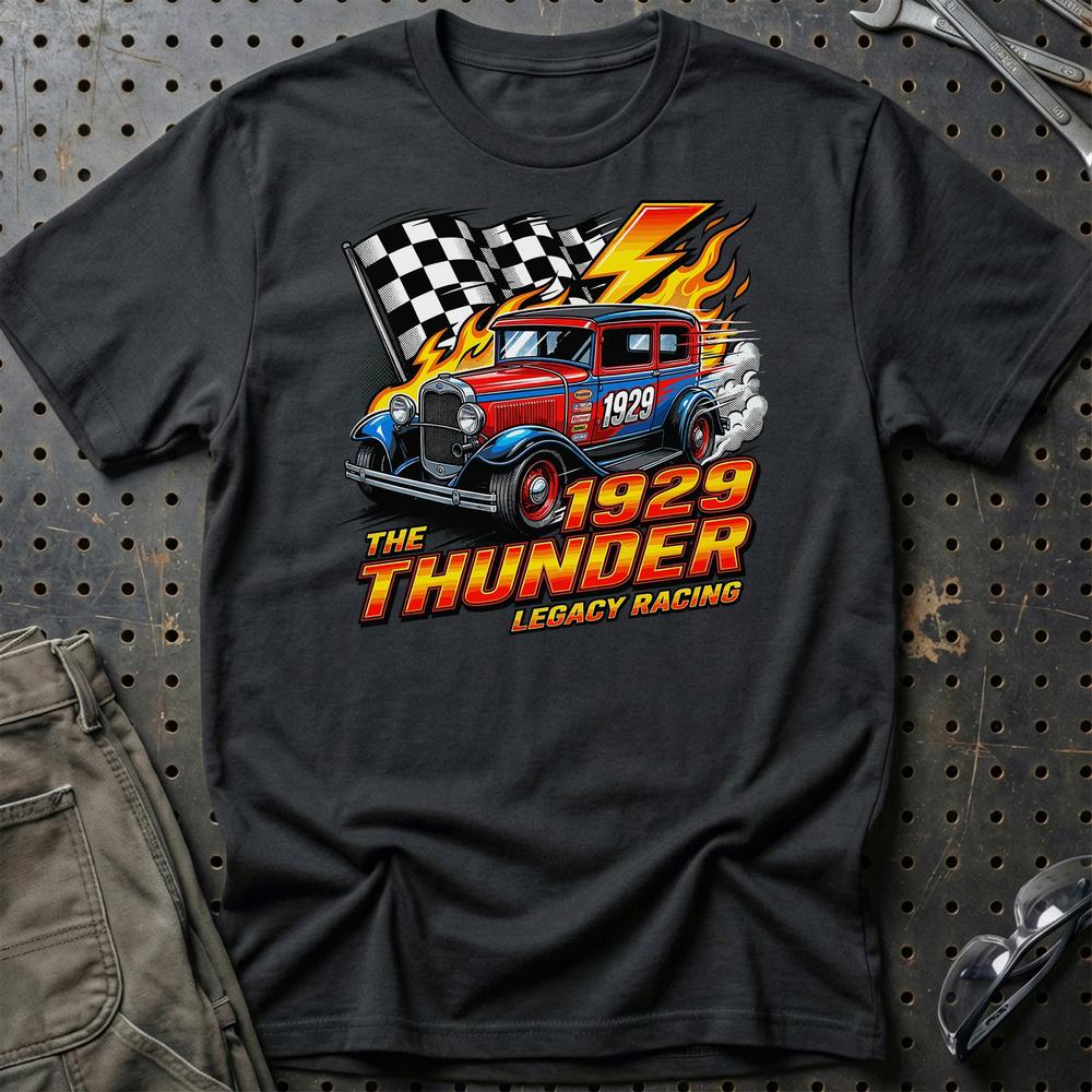 Ford A Thunder Classic Hot Rod Racing Tee - Unisex T-Shirt-Beklædning-Ford-Sort-S-Garage Culture Shop- garage - man cave - merchandise