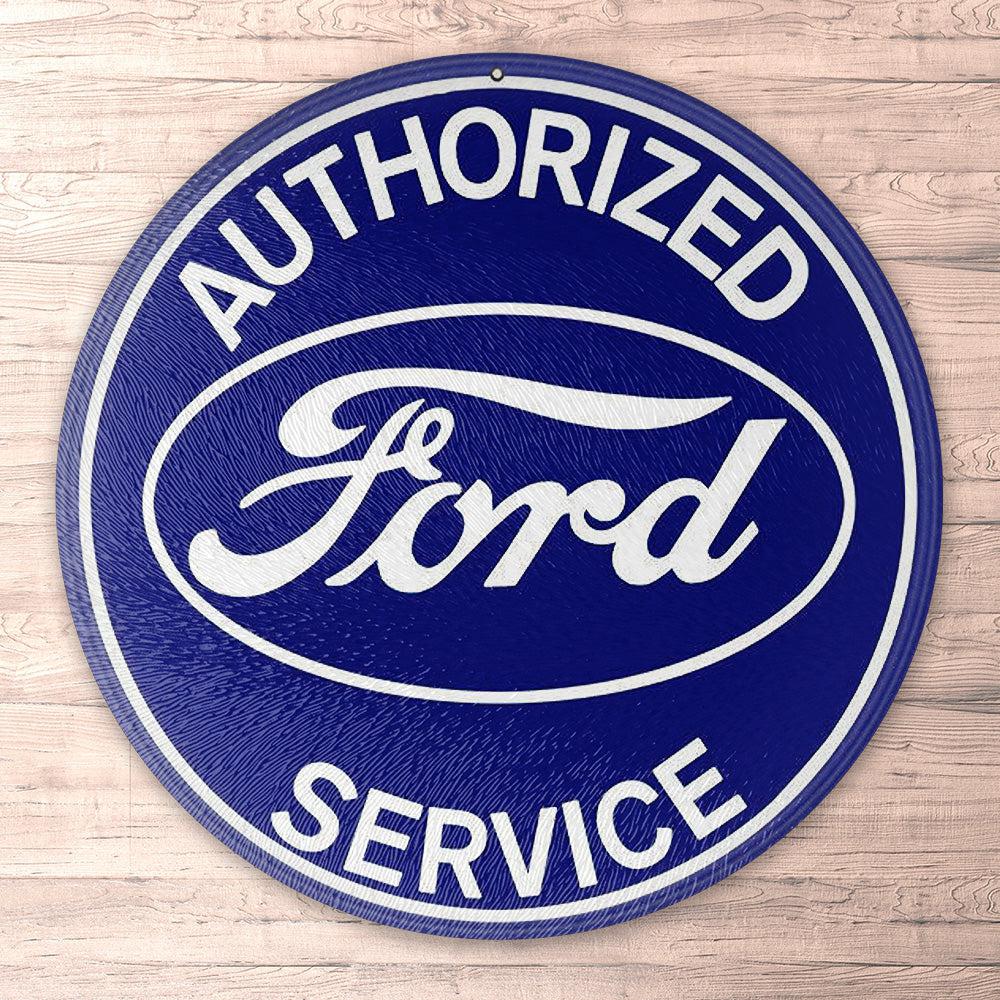 Ford Authorized Ford Service Runde Skilte , Musemåtte Rundt , Kop Underlag, Underlagssæt-Runde Skilte-Ford-Garage Culture Shop- garage - man cave - merchandise