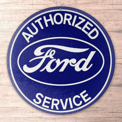 Ford Authorized Ford Service Runde Skilte , Musemåtte Rundt , Kop Underlag, Underlagssæt-Runde Skilte-Ford-Garage Culture Shop- garage - man cave - merchandise