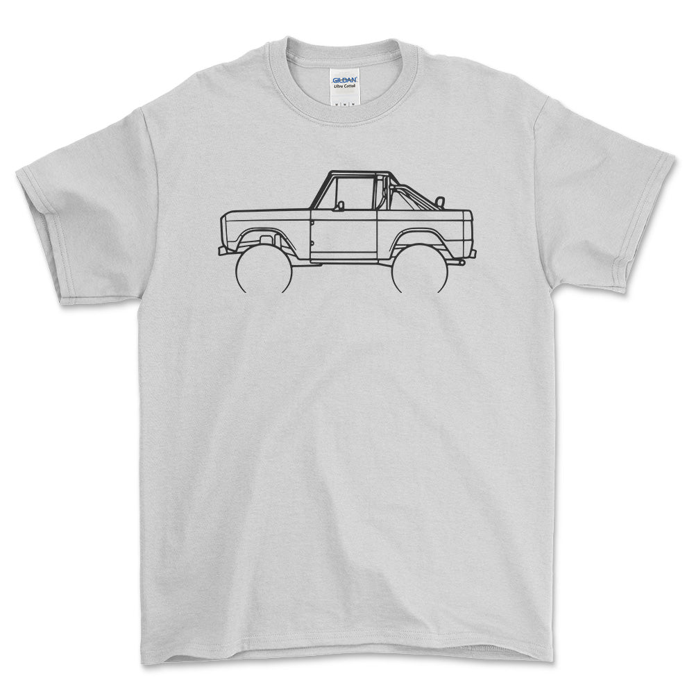 Ford Bronco 1968 Outline - Unisex T-Shirt , Bomuld-Beklædning-Ford-Hvid-S-Forside-Garage Culture Shop- garage - man cave - merchandise