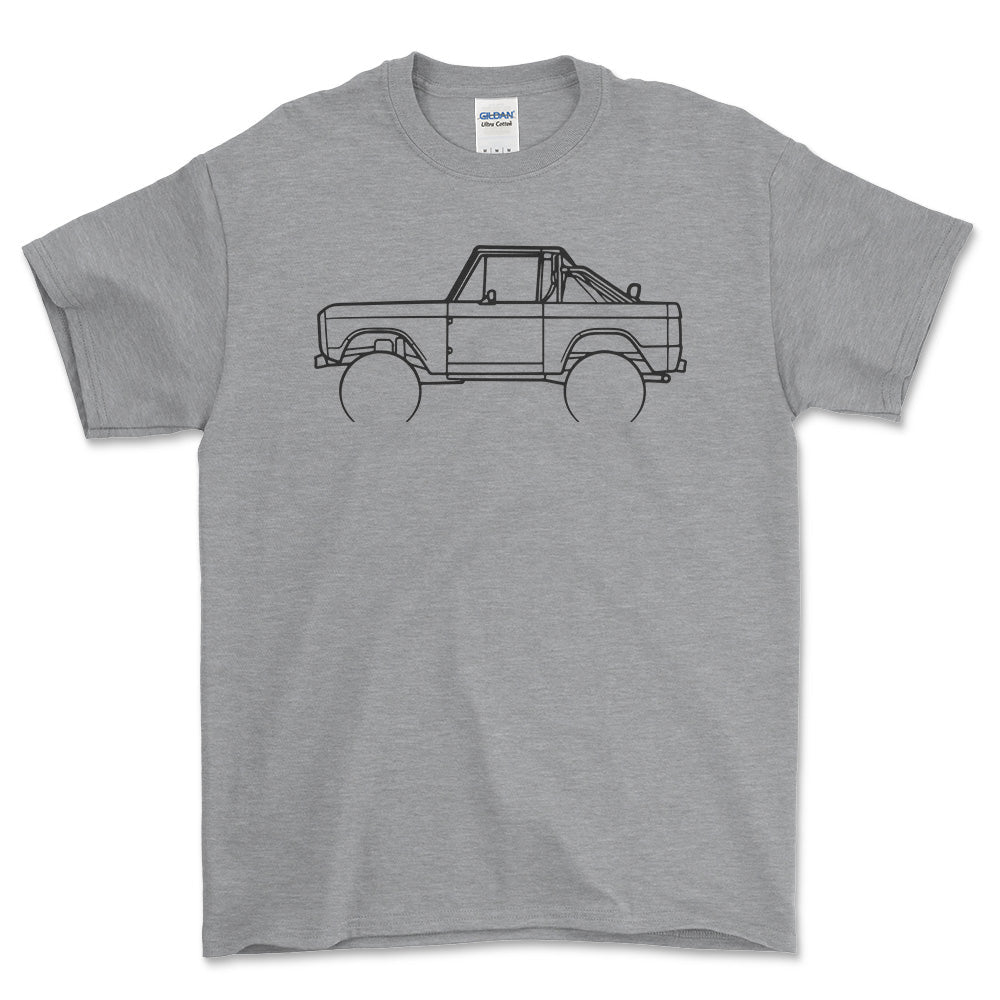Ford Bronco 1968 Outline - Unisex T-Shirt , Bomuld-Beklædning-Ford-Grå Sport-S-Forside-Garage Culture Shop- garage - man cave - merchandise