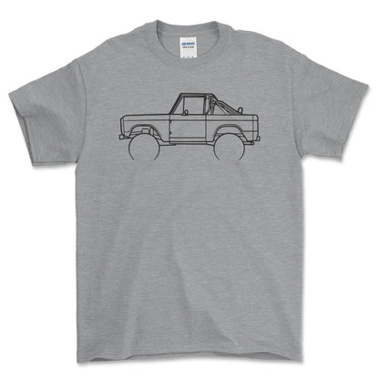Ford Bronco 1968 Outline - Unisex T-Shirt , Bomuld-Beklædning-Ford-Grå Sport-S-Forside-Garage Culture Shop- garage - man cave - merchandise
