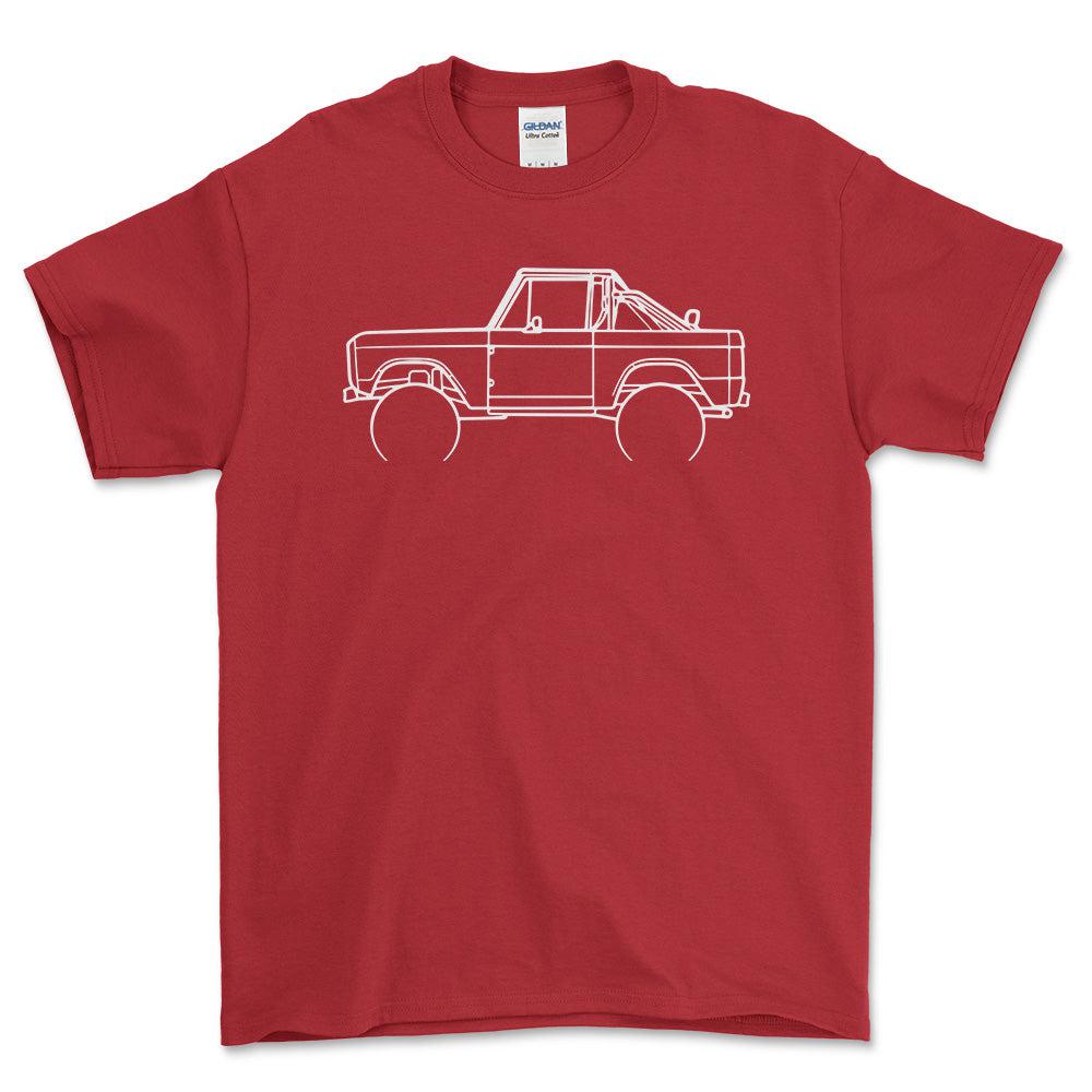 Ford Bronco 1968 Outline - Unisex T-Shirt , Bomuld-Beklædning-Ford-Rød-S-Forside-Garage Culture Shop- garage - man cave - merchandise