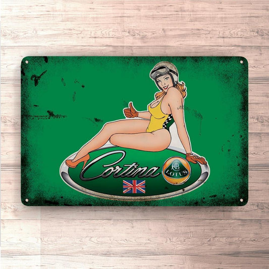 Ford Cortina Pin-Up Vintage Skilte, Musemåtte, Dørmåtte , Plakat-Skilte-Ford-Garage Culture Shop- garage - man cave - merchandise