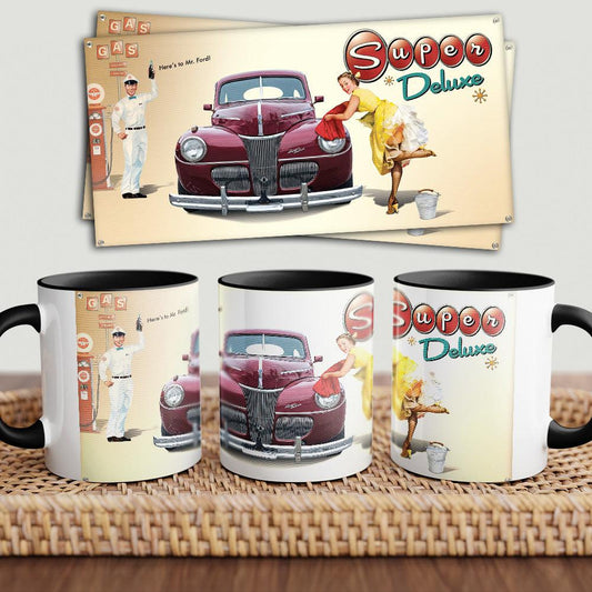 Ford Deluxe "To Toner" Vintage Keramisk Krus-Krus-Ford-Garage Culture Shop- garage - man cave - merchandise