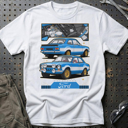 Ford Escort MK I Fast And Furios Cars - Unisex T-Shirt-Beklædning-Ford-Hvid-S-Garage Culture Shop- garage - man cave - merchandise