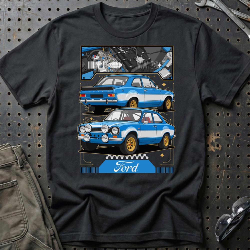 Ford Escort MK I Fast And Furios Cars - Unisex T-Shirt-Beklædning-Ford-Sort-S-Garage Culture Shop- garage - man cave - merchandise