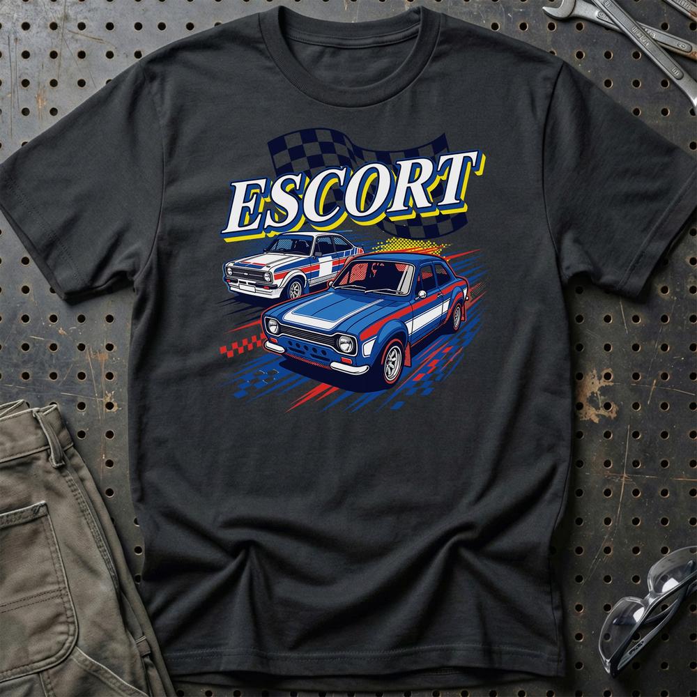 Ford Escort Mk1 Mk2 Classic Car - Unisex T-Shirt-Beklædning-Ford-Sort-S-Garage Culture Shop- garage - man cave - merchandise