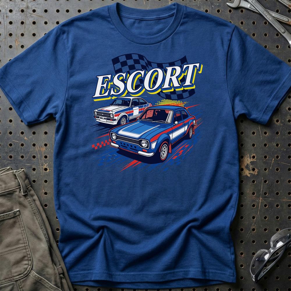 Ford Escort Mk1 Mk2 Classic Car - Unisex T-Shirt-Beklædning-Ford-Blå Royal-S-Garage Culture Shop- garage - man cave - merchandise