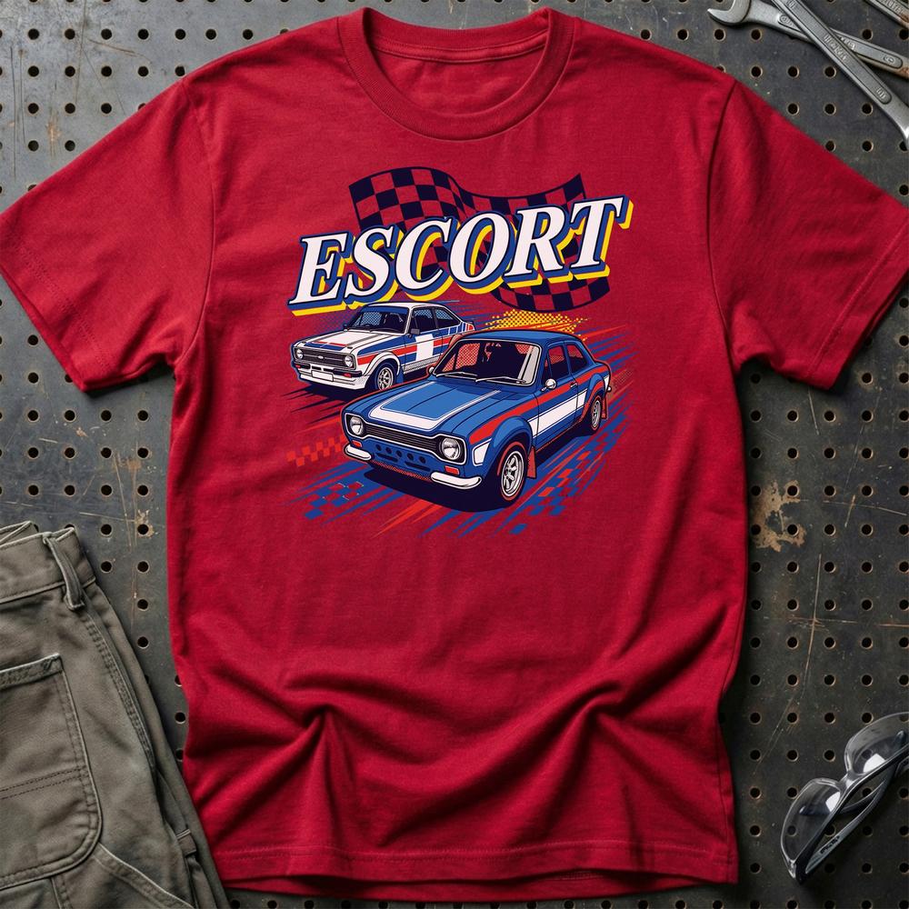Ford Escort Mk1 Mk2 Classic Car - Unisex T-Shirt-Beklædning-Ford-Rød-S-Garage Culture Shop- garage - man cave - merchandise