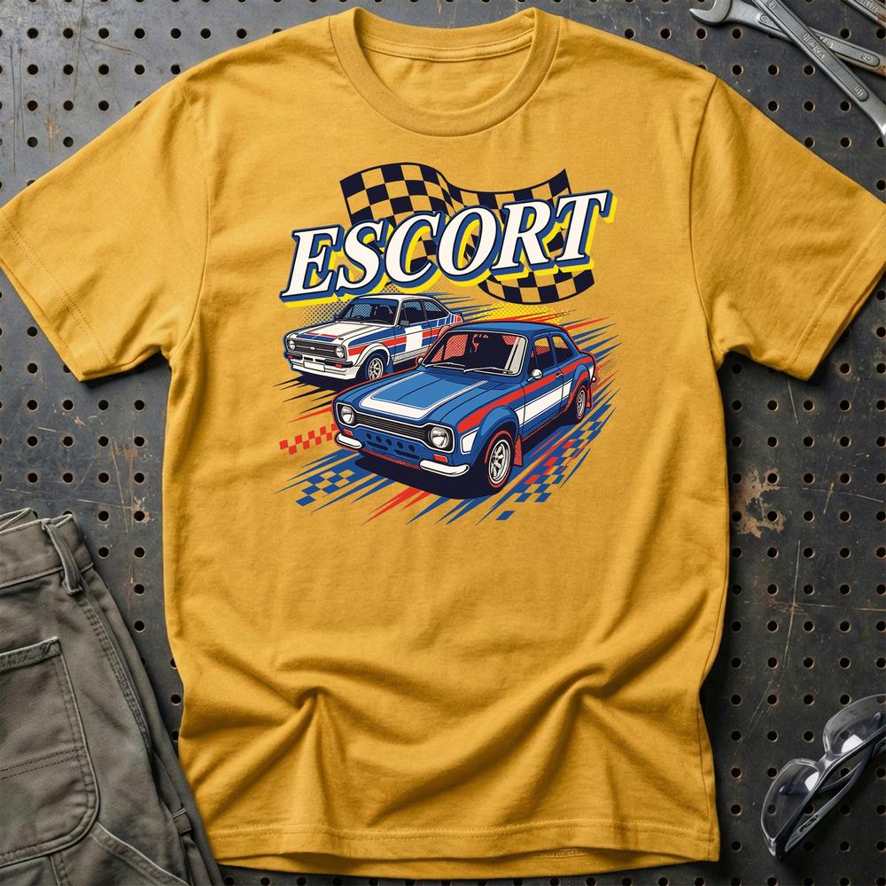 Ford Escort Mk1 Mk2 Classic Car - Unisex T-Shirt-Beklædning-Ford-Guld-S-Garage Culture Shop- garage - man cave - merchandise