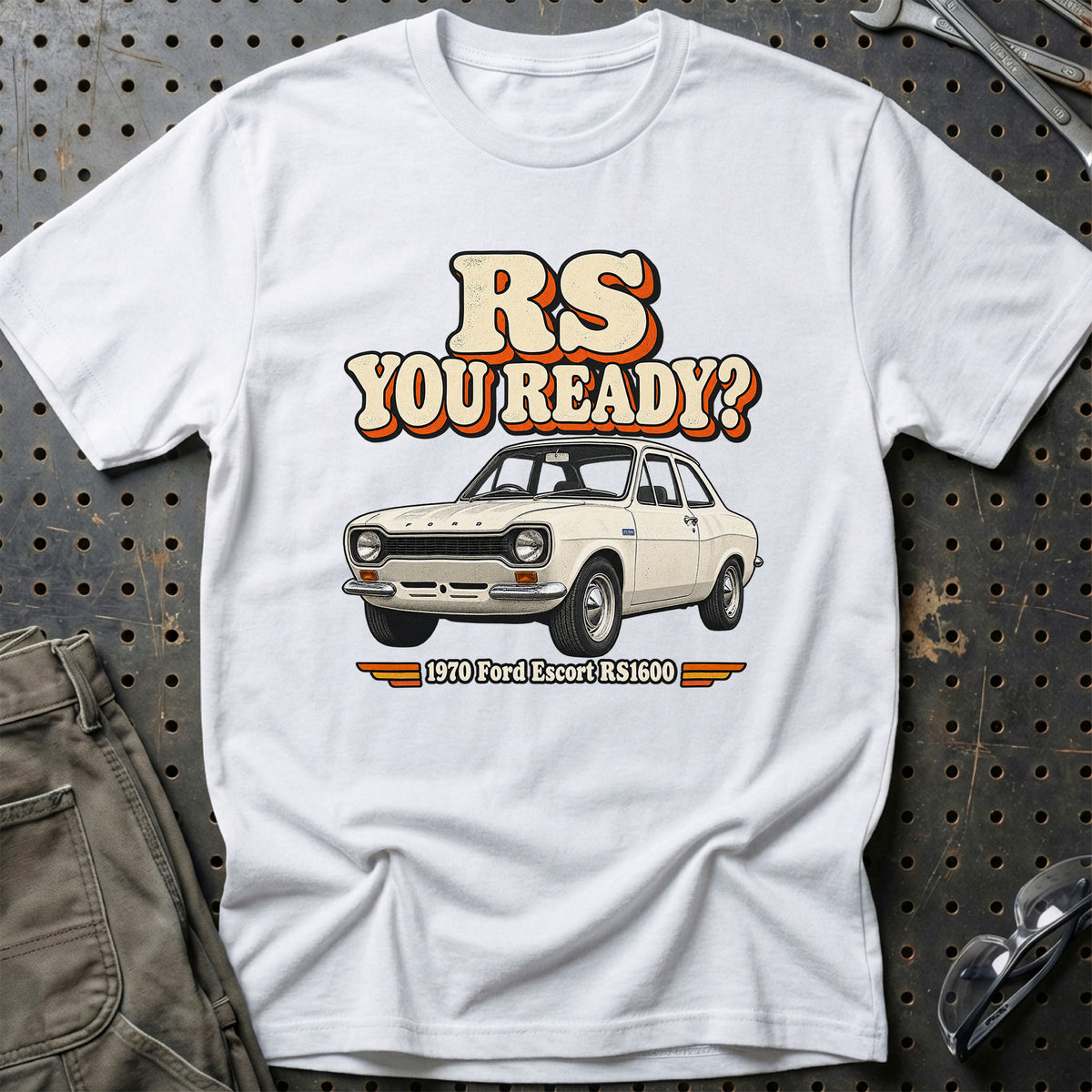 
Ford Escort RS1600 1970 – RS You Ready? T-Shirt – Hvid