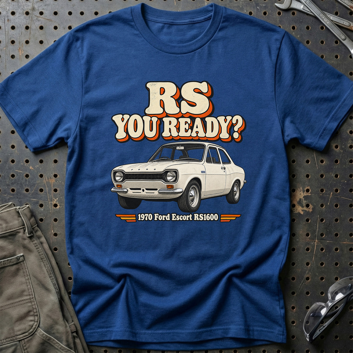 
Ford Escort RS1600 1970 – RS You Ready? T-Shirt – Blå Royal