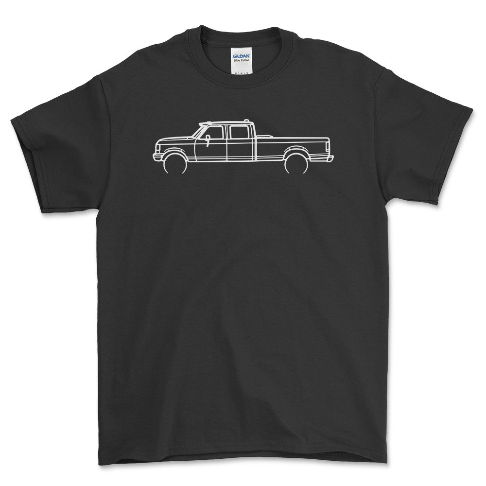 Ford F-350 1989 Outline - Unisex T-Shirt , Bomuld-Beklædning-Ford-Sort-S-Garage Culture Shop- garage - man cave - merchandise