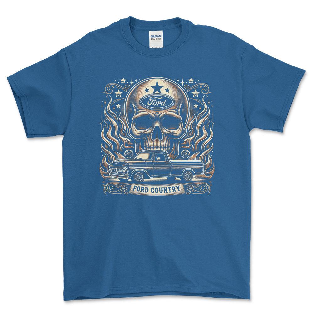 Ford F - Ford Country - Unisex T-Shirt , Bomuld-Beklædning-Ford-Blå Royal-S-Forside-Garage Culture Shop- garage - man cave - merchandise