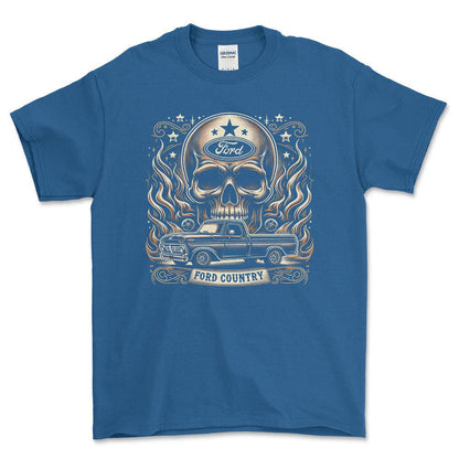 Ford F - Ford Country - Unisex T-Shirt , Bomuld-Beklædning-Ford-Blå Royal-S-Forside-Garage Culture Shop- garage - man cave - merchandise
