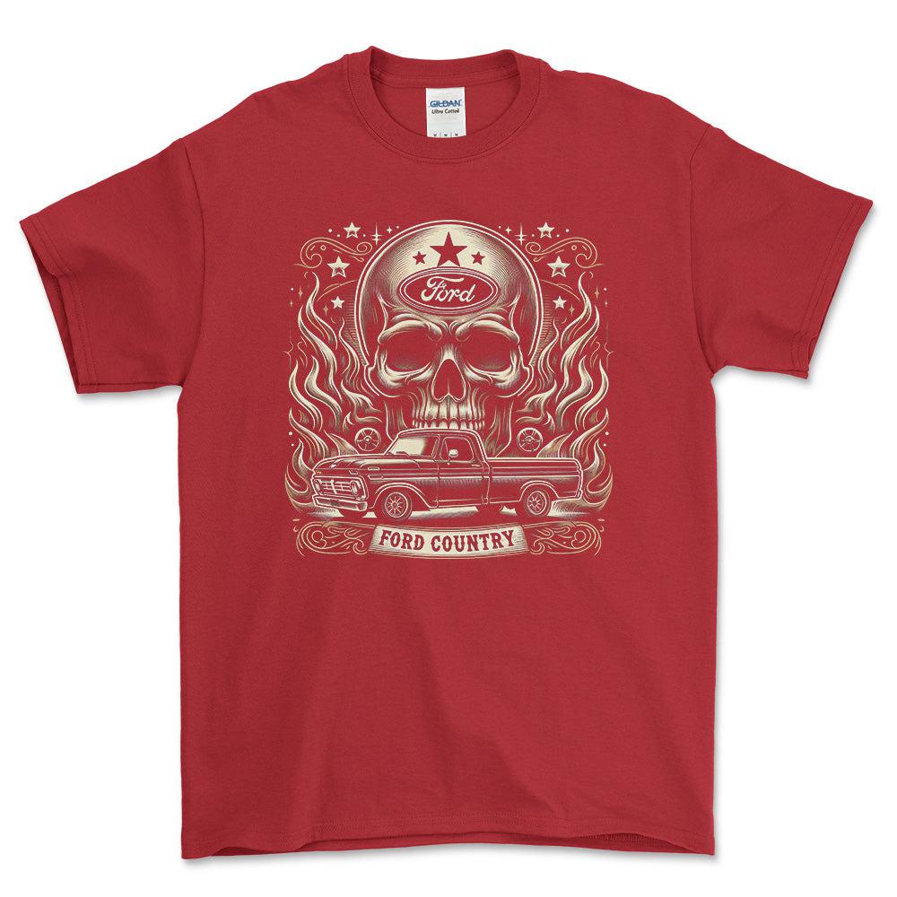 Ford F - Ford Country - Unisex T-Shirt , Bomuld-Beklædning-Ford-Rød-S-Forside-Garage Culture Shop- garage - man cave - merchandise