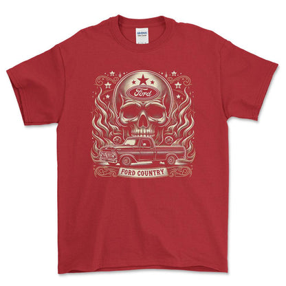 Ford F - Ford Country - Unisex T-Shirt , Bomuld-Beklædning-Ford-Rød-S-Forside-Garage Culture Shop- garage - man cave - merchandise