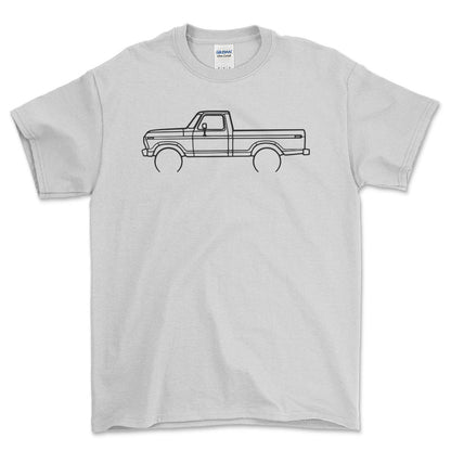 Ford F100 1978 Outline - Unisex T-Shirt , Bomuld-Beklædning-Ford-Hvid-S-Forside-Garage Culture Shop- garage - man cave - merchandise