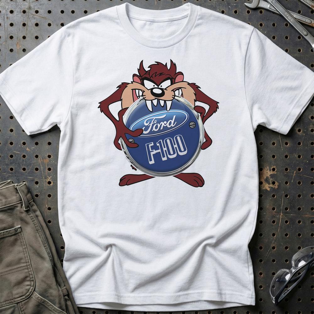 Ford F100 TAZ T-Shirt-Beklædning-Ford-Hvid-S-Garage Culture Shop- garage - man cave - merchandise