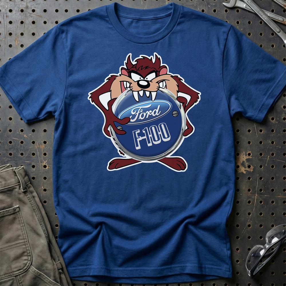 Ford F100 TAZ T-Shirt-Beklædning-Ford-Blå Royal-S-Garage Culture Shop- garage - man cave - merchandise