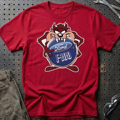 Ford F100 TAZ Unisex T-Shirt , Bomuld-Beklædning-Ford-Rød-S-Garage Culture Shop- garage - man cave - merchandise