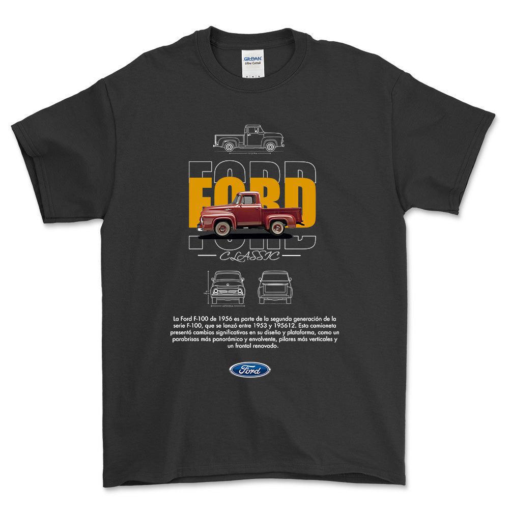Ford F100 - Unisex T-Shirt , Bomuld-Beklædning-Ford-Sort-S-Forside-Garage Culture Shop- garage - man cave - merchandise