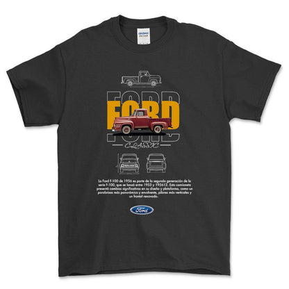 Ford F100 - Unisex T-Shirt , Bomuld-Beklædning-Ford-Sort-S-Forside-Garage Culture Shop- garage - man cave - merchandise